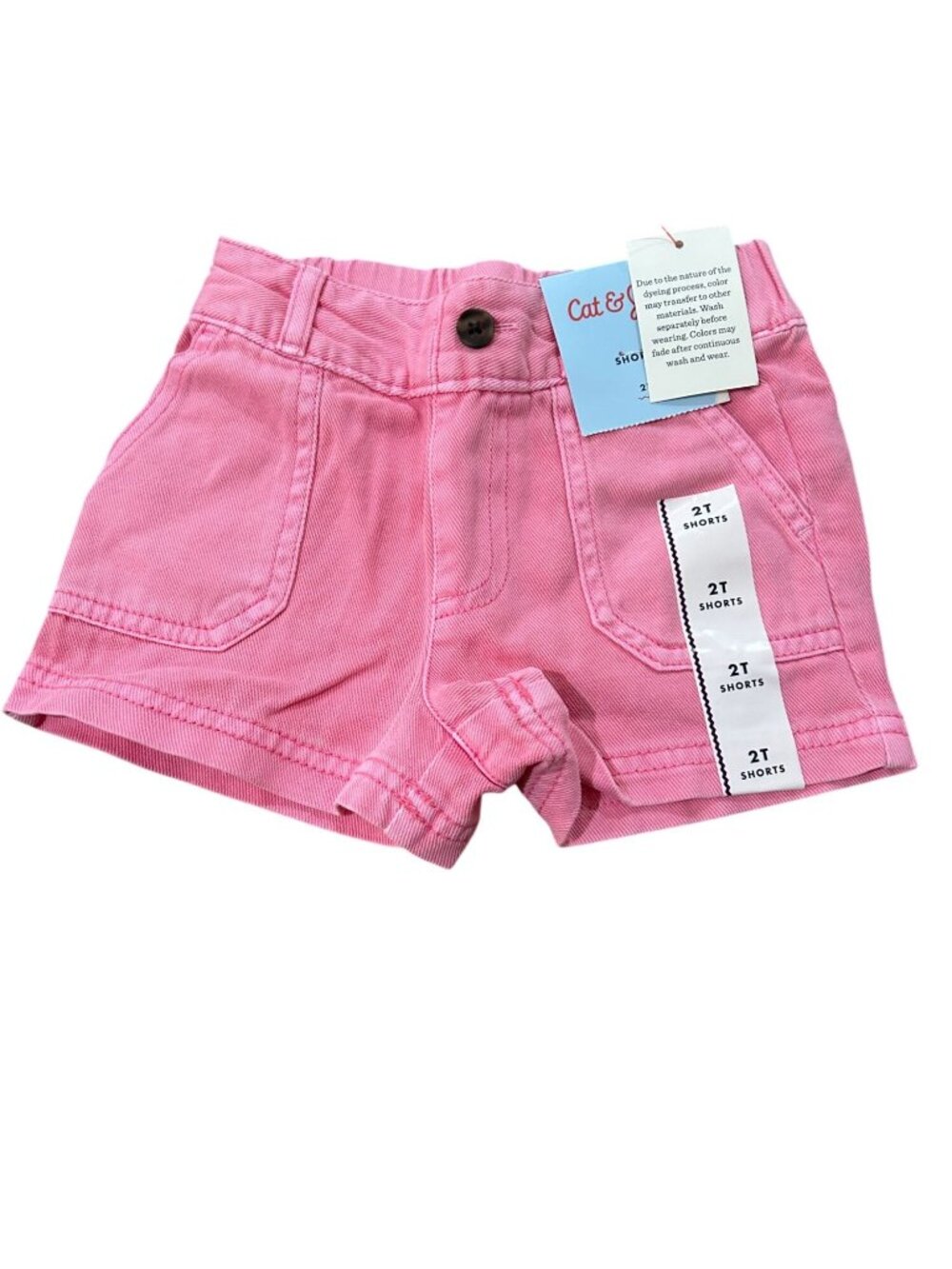NWT Cat & Jack Pink Toddler Girls Denim Shorts 2T With Pockets